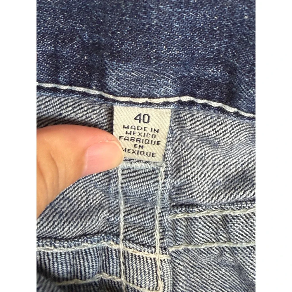 True Religion Slim Fit Jeans Mens 40 Blue‎ Whiskered Flap Pocket Moto Western